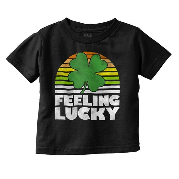 St Patricks Day Feeling Lucky Clover Toddler Boy Girl T Shirt Infant Toddler Brisco Brands 18M