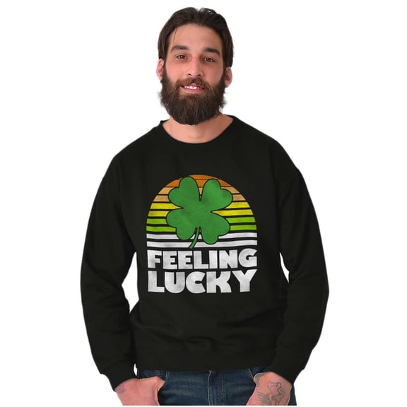 St Patricks Day Feeling Lucky Clover Unisex Plus Fleece Graphic Sweatshirt Brisco Brands 5X