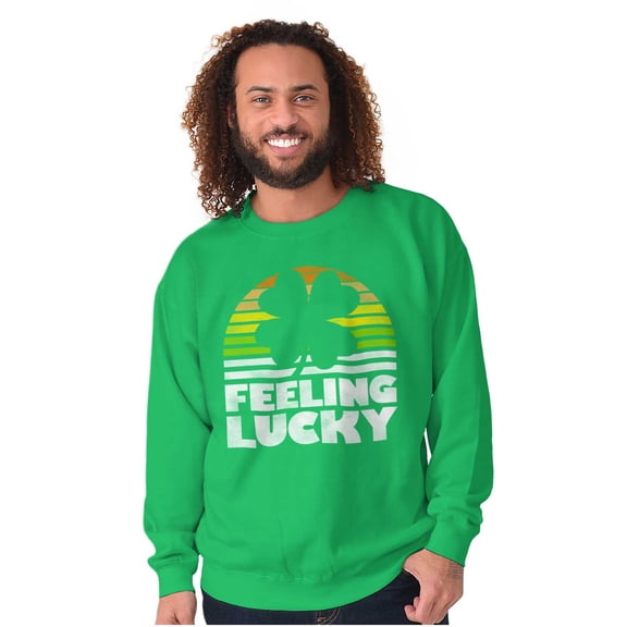 St Patricks Day Feeling Lucky Clover Unisex Plus Fleece Graphic Sweatshirt Brisco Brands 5X