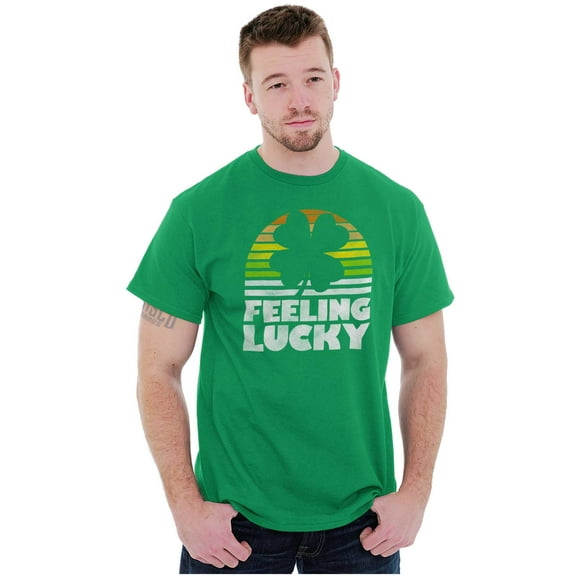 St Patricks Day Feeling Lucky Clover Plus Size Crewneck Graphic Tee Shirt Brisco Brands 2X