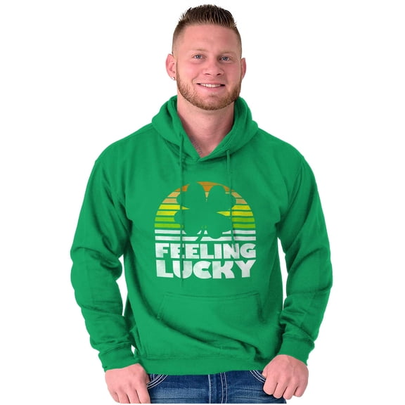 St Patricks Day Feeling Lucky Clover Unisex Plus Fleece Graphic Hoodie Brisco Brands 3X