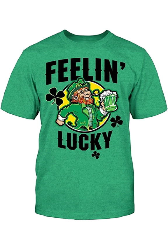St Patricks Day Feeling Lucky Men's Green t-shirt - size Large