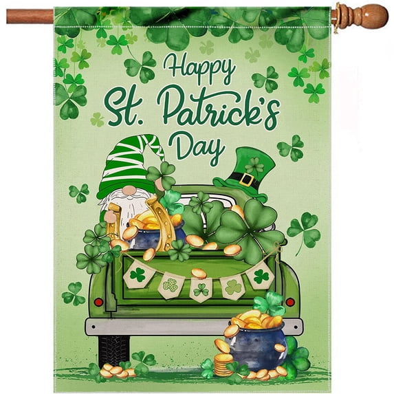 St Patricks Day Flag 28 x 40 Double Sided, Happy St Patricks Day House Flag, St Patricks Day Flags for Outdoor, Large St Patricks Day Flag, Holiday Seasonal Yard Decorations