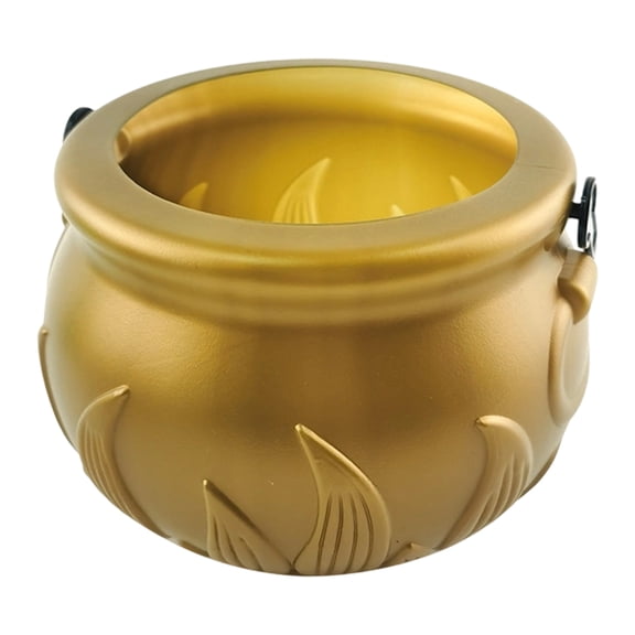 St. Patricks Day Flame Candy Bucket Festive Leprechaun Cauldron Kettle Pot Holiday Green Plastic 6 Inch for Lucky Theme Party Favors Table Decoration Event Supplies