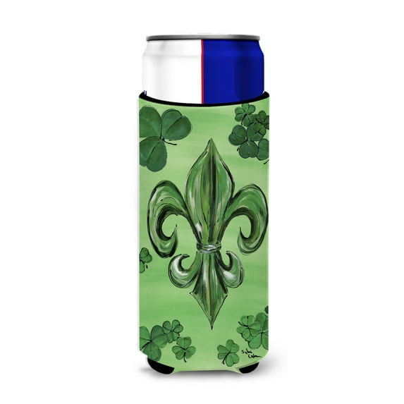 St Patricks Day Fleur de lis Ultra Hugger for slim cans