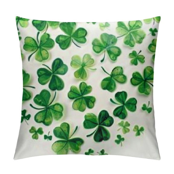 St Patricks Day Flying Clover Throw Pillow Cover,  Shamrock Cushion Case Decoration for Sofa Couch