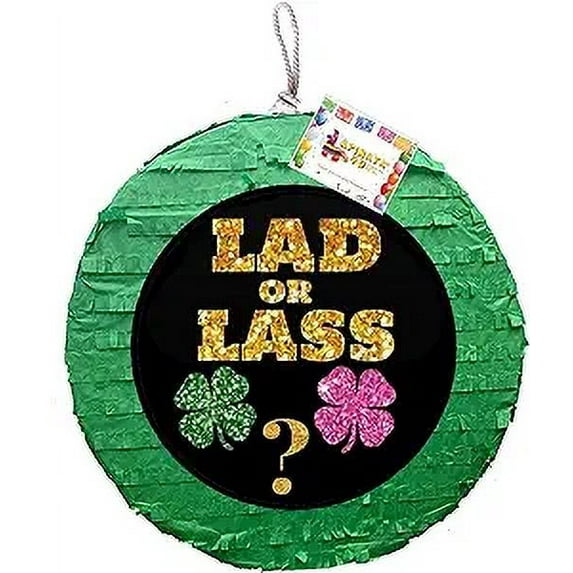 St Patricks Day Gender Reveal Pinata Lad or Lass Lucky Shamrock Themed Gender Reveal Party Green Color
