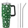 thumbnail image 1 of St Patricks Day Gifts 40 oz Tumbler with Handle and Straw Lid,Cute St Patrick''s Day Spring Gift for Women Men Green Lucky Clover Shamrock Vacuum Insulated Leak Proof Stainless Steel Coffee Cup Mug, 1 of 6