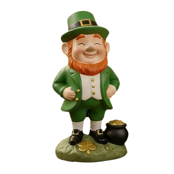 St Patricks Day Gnome Figurine Resin Statue With Green Hat And Shamrock Decor For Holiday Party Home Tabletop Shelf Decoration