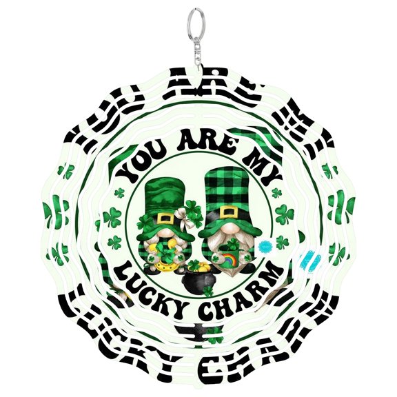 St Patricks Day Gnomes 3D Wind Spinner Window Hanging Decor Lucky Charm Green