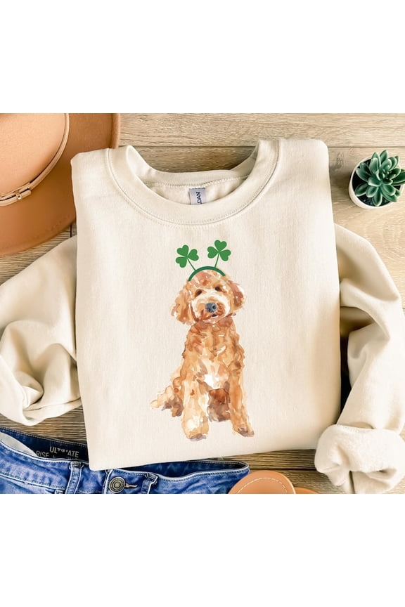 St Patricks Day Golden Doodle Shirt, St Patricks Day Dog Shirt, Goldendoodle Sweatshirt, Irish Dog Tee, Doodle Dog Mom, Coquette Dog815 Tshirt All Size S-5XL