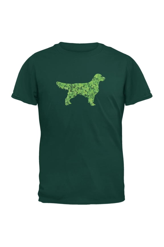 St. Patricks Day - Golden Retrievers Shamrock Adult T-Shirt - 3X-Large