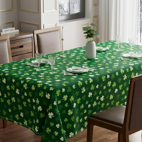 St Patricks Day Gradient Green Shamrock Tablecloth Rectangle Washable Table Covers for Indoor Outdoor Dining Table Home Party Decorations 60x120 Inch