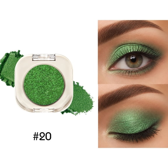 St Patricks Day Green Eyeshadow, Pressed Powder Eyeshadow, Matte Glitter Metallic Green, Waterproof Shimmer Eye Makeup for St. Patrick's Day Makeup