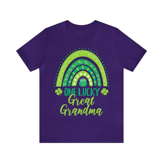 St Patricks Day Green Rainbow Unisex T-Shirt, One Lucky Great Grandma