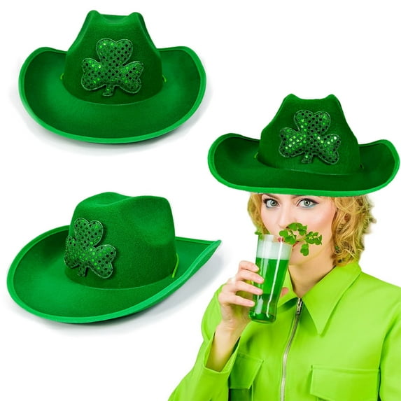 St Patricks Day Hat with Light, Green Velvet St Patrick's Day Party Hat for Holiday Festivities, General Purpose Green Christmas Tree Topper Accessory for Seasonal Home Decor
