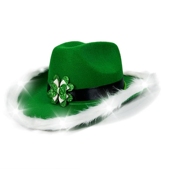 St Patricks Day Hat With Light Green Velvet Hat Party Accessories Christmas Tree topper Hat for Adults 15.35X11.42X5.12 Inches