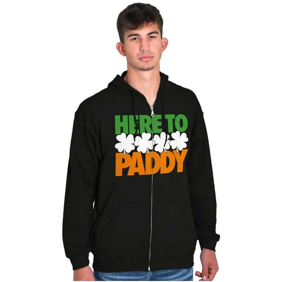 St Patricks Day Here to Paddy Pun Unisex Fleece Graphic Zip Up Hoodie Brisco Brands 3X
