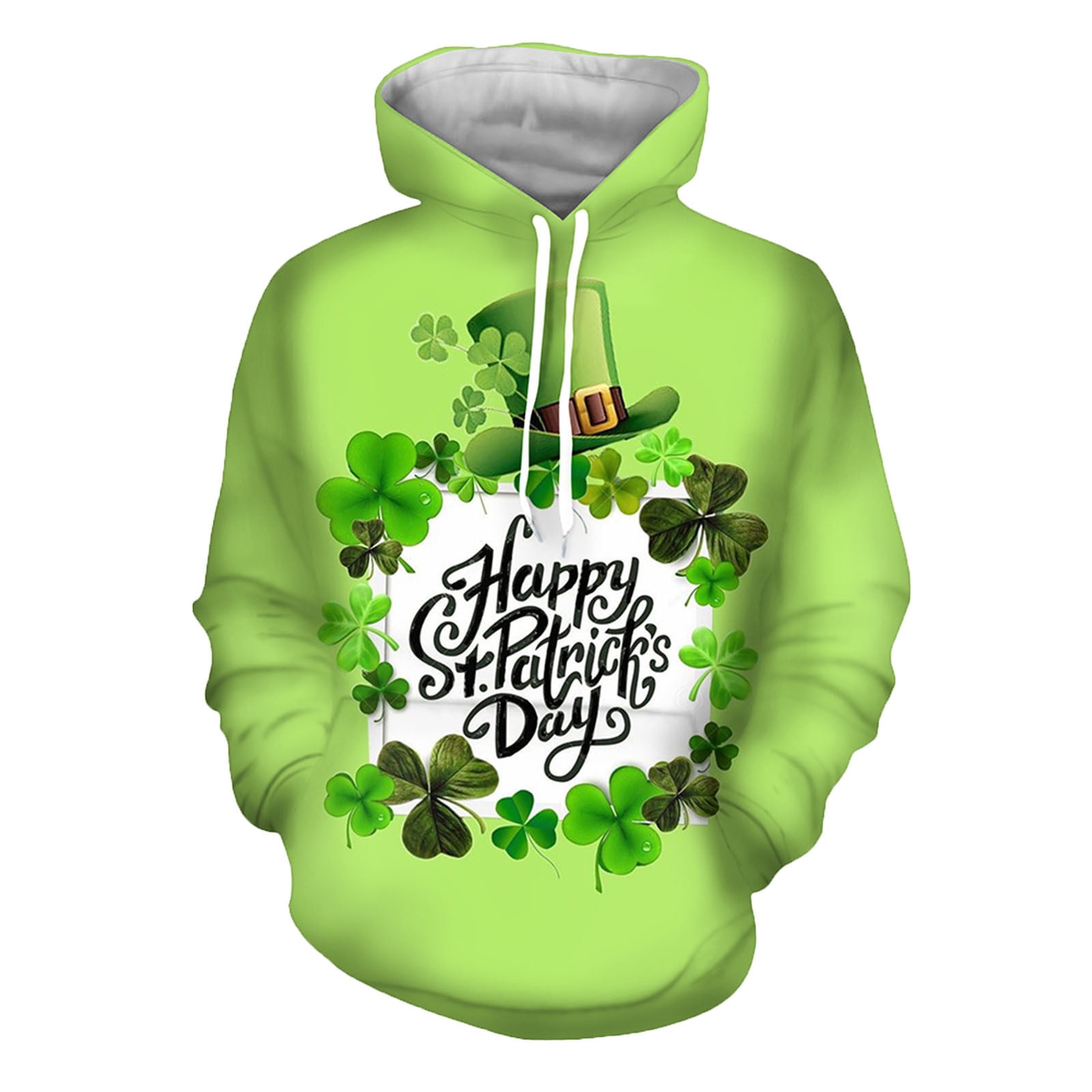 St. Patricks Day Hoodie Green Clover Leaf Hooded Sweatshirt Shamrock  Sweater for Men Irish Clover Hoodie for Women - Walmart.com