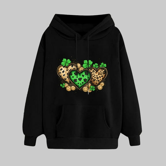 St Patricks Day Hoodie, Womens Long Sleeve Hoodies, Womens St. Patrick's Day Printed Winter Hoodie Pullover Tops Casual Long Sleeved Comfortable Hooded Sweatshirt