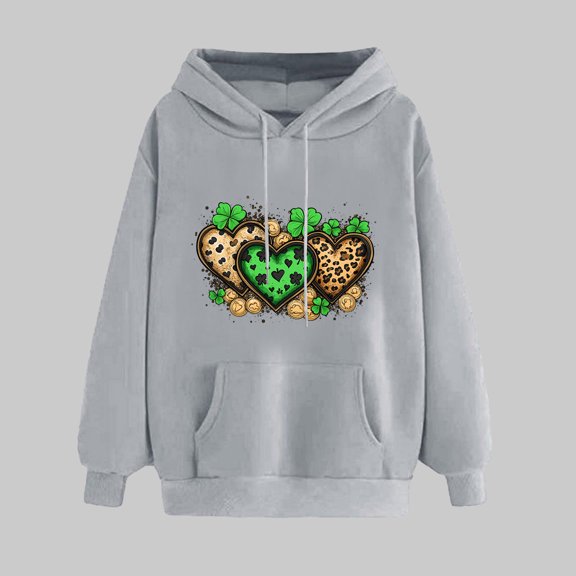 St Patricks Day Hoodie, Womens Long Sleeve Hoodies, Womens St. Patrick's Day Printed Winter Hoodie Pullover Tops Casual Long Sleeved Comfortable Hooded Sweatshirt