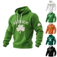 thumbnail image 1 of St Patricks Day Hoodies for Men Irish Shamrock Clover Graphic Waffle Knit Pullover Casual Shirt Holiday Outfit Green M, 1 of 3
