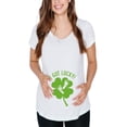 thumbnail image 1 of St. Patricks Day I Got Lucky Baby Feet Footprint Maternity Soft T Shirt White X-LG, 1 of 3