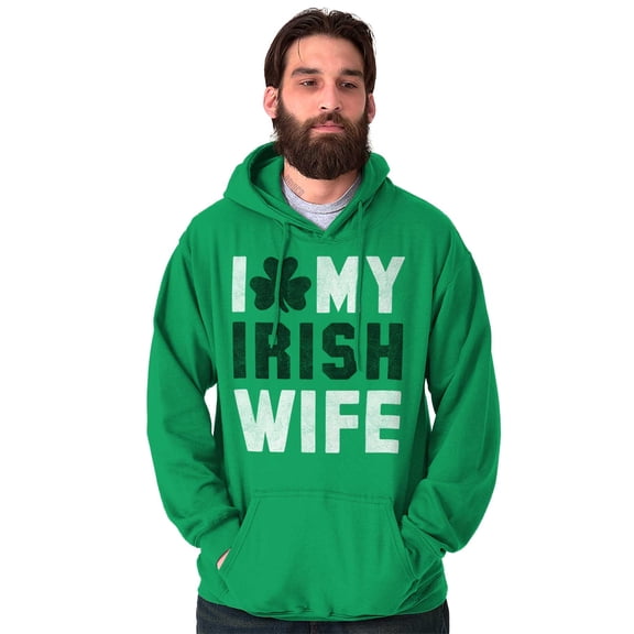 St Patricks Day I Love My Irish Wife Men's Big & Tall Graphic Hoodie Brisco Brands 5X