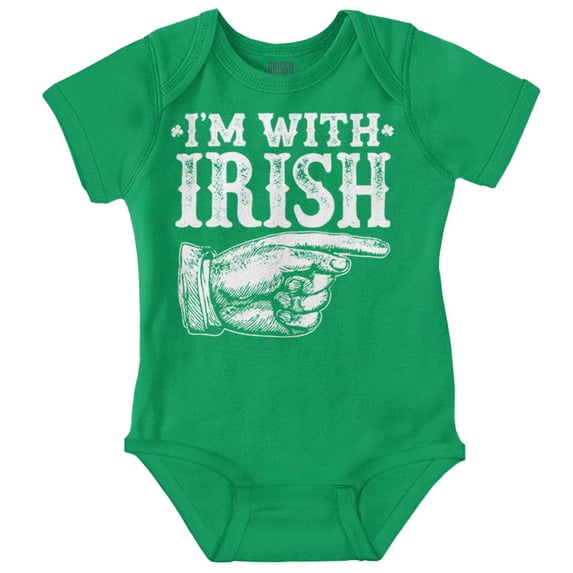 St Patricks Day I'm With Irish Romper Boys or Girls Infant Baby Brisco Brands 12M