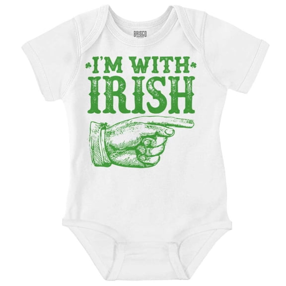 St Patricks Day I'm With Irish Romper Boys or Girls Infant Baby Brisco Brands 18M