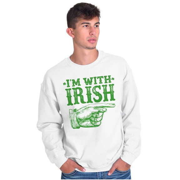 St Patricks Day I'm With Irish Unisex Plus Fleece Graphic Sweatshirt Brisco Brands 2X
