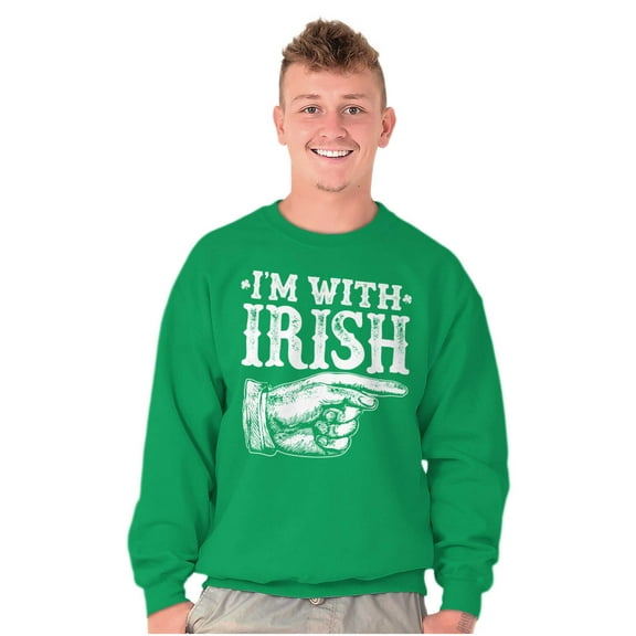 St Patricks Day I'm With Irish Unisex Plus Fleece Graphic Sweatshirt Brisco Brands 3X