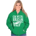 thumbnail image 1 of St Patricks Day I'm With Irish Zip Up Hoodie Men's Women's Brisco Brands S, 1 of 6
