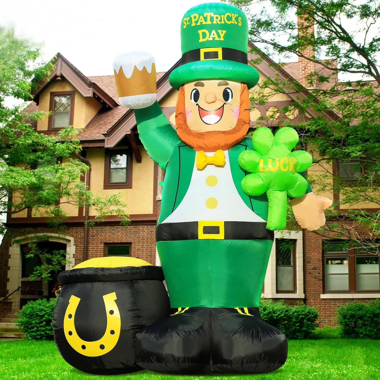6FT St. Patrick's Day Inflatable Leprechaun - Outdoor Yard Decor With LED Lights