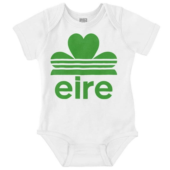 St Patricks Day Ireland Eire Clover Romper Boys or Girls Infant Baby Brisco Brands NB