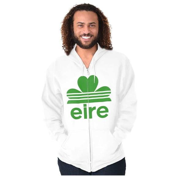 St Patricks Day Ireland Eire Clover Zip Up Hoodie Men's Women's Brisco Brands L