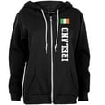 thumbnail image 1 of St Patricks Day Ireland Flag World Cup Womens Full Zip Hoodie Black MD, 1 of 1