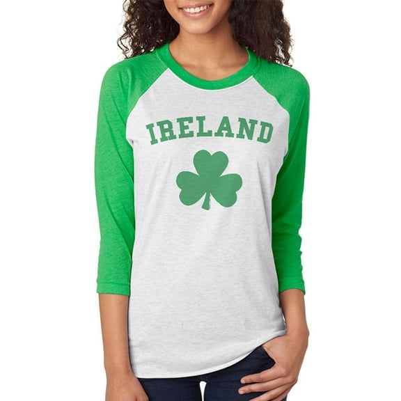 St. Patricks Day Ireland Shamrock Unisex Raglan T Shirt Irish Green X-LG