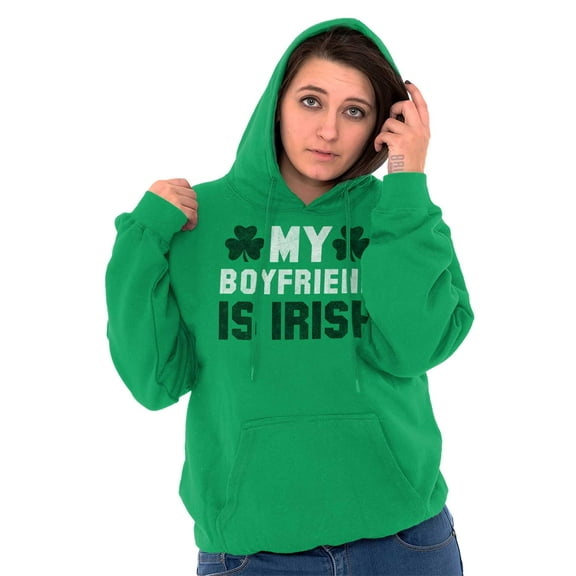 St Patricks Day Irish Boyfriend Women Plus Size Graphic Pullover Hoodie Brisco Brands 3X