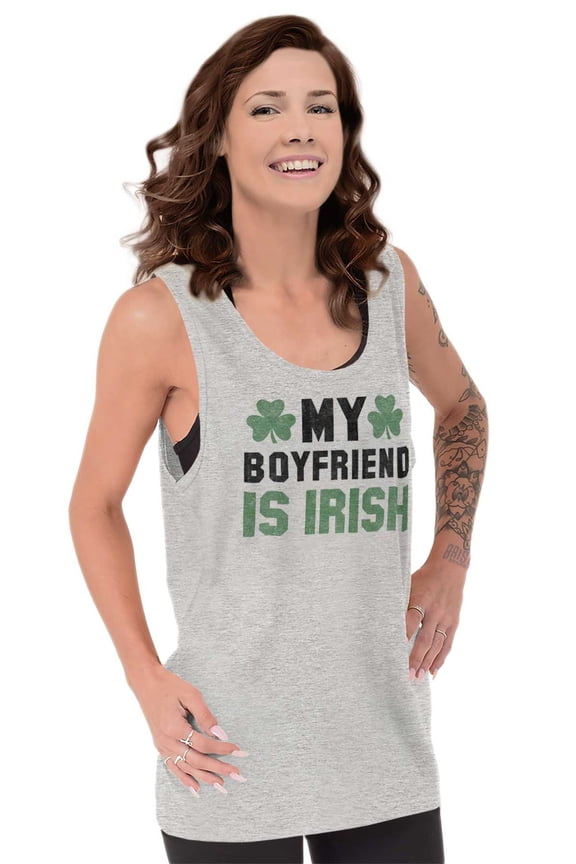 St Patricks Day Irish Boyfriend Tank Top Tee Shirt Women Brisco Brands M