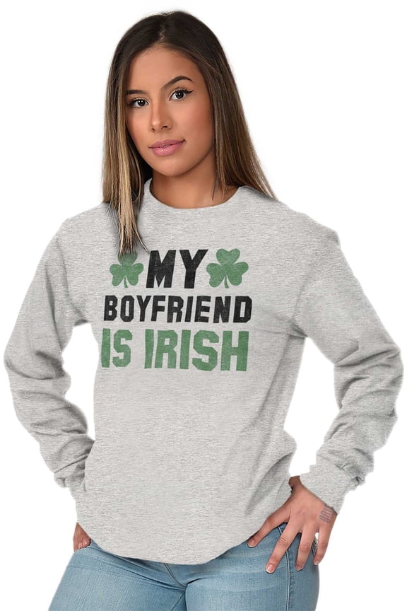 St Patricks Day Irish Boyfriend Women Plus Size Long Sleeve Graphic Tee Brisco Brands 3X