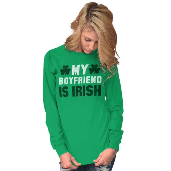 St Patricks Day Irish Boyfriend Women's Long Sleeve T Shirt Brisco Brands M