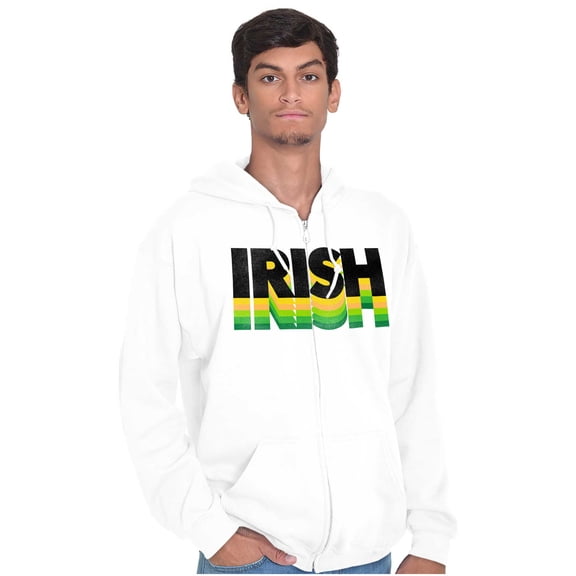 St Patricks Day Irish Green Gradient Unisex Fleece Graphic Zip Up Hoodie Brisco Brands 4X