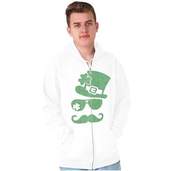 St Patricks Day Irish Leprechaun Unisex Fleece Graphic Zip Up Hoodie Brisco Brands 2X