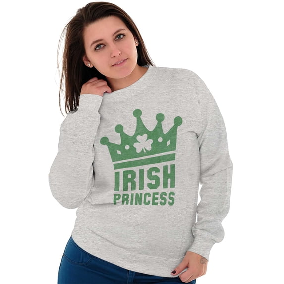St Patricks Day Irish Princess Women Crewneck Sweatshirt Brisco Brands S