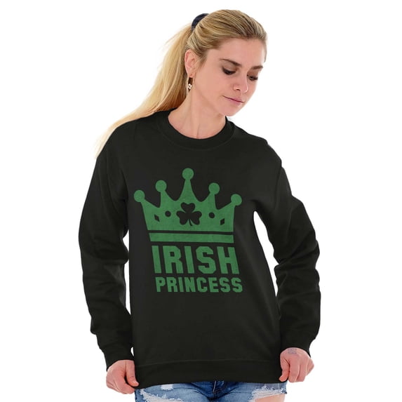 St Patricks Day Irish Princess Women Plus Size Crewneck Sweatshirt Brisco Brands 3X
