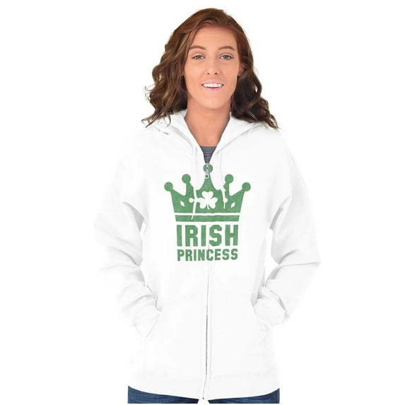 St Patricks Day Irish Princess Womens Plus Size Graphic Zipper Hoodie Brisco Brands 2X