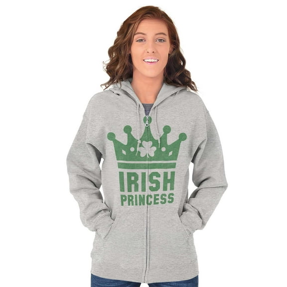 St Patricks Day Irish Princess Zip Hoodie Sweatshirt Women Brisco Brands S