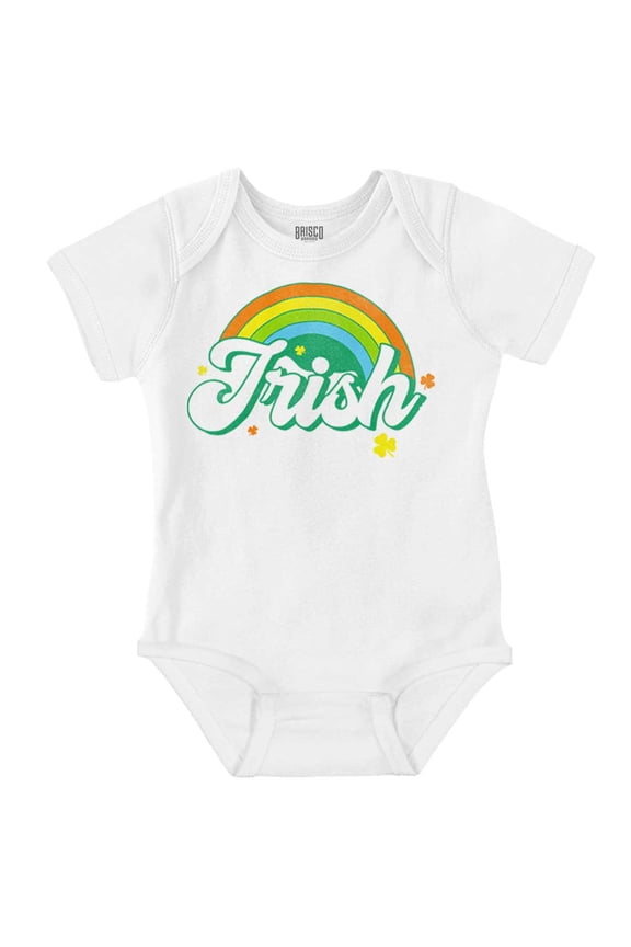 St Patricks Day Irish Rainbow Clover Bodysuit Jumper Girls Infant Baby Brisco Brands NB