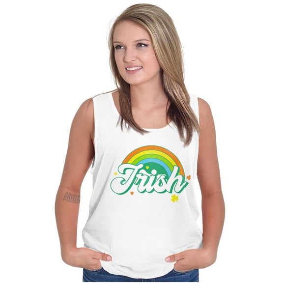 St Patricks Day Irish Rainbow Clover Womens Plus Size Graphic Tank Top Brisco Brands 2X